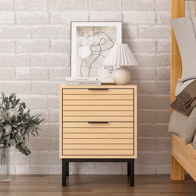 Livingandhome Rustic Wooden Sideboard Cabinet in Brown, Black and Beige