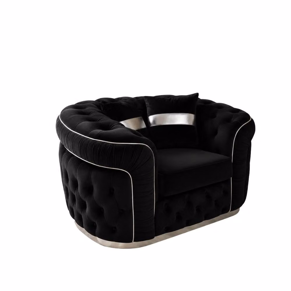 Stratus Interiors Ambassador Chesterfield Sofa in Black Velvet with Silver Trim – 2