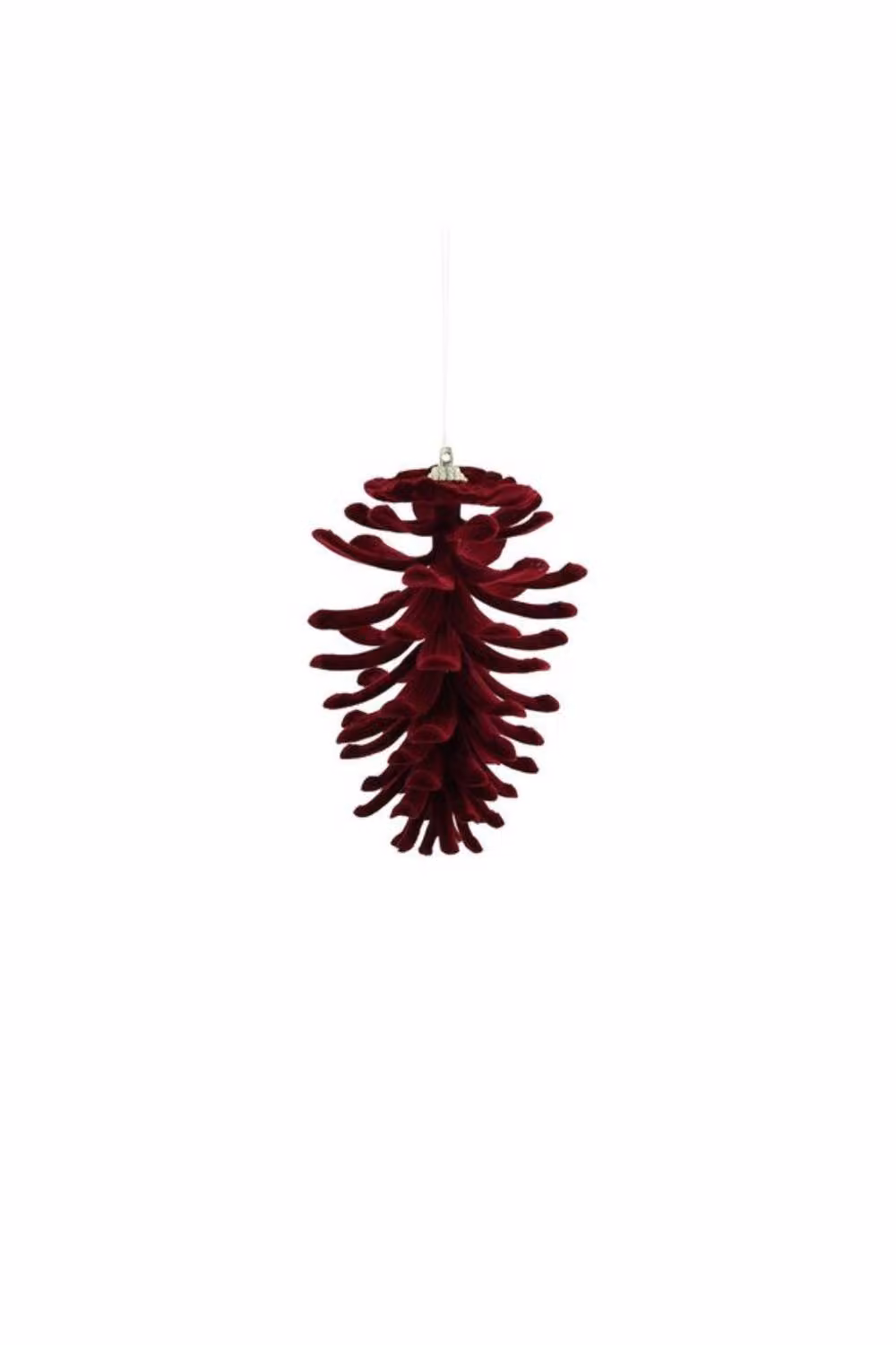 KDMD Flocked Pine Cone Hanging Decoration, Red, Pack of 3, 13 cm – 2