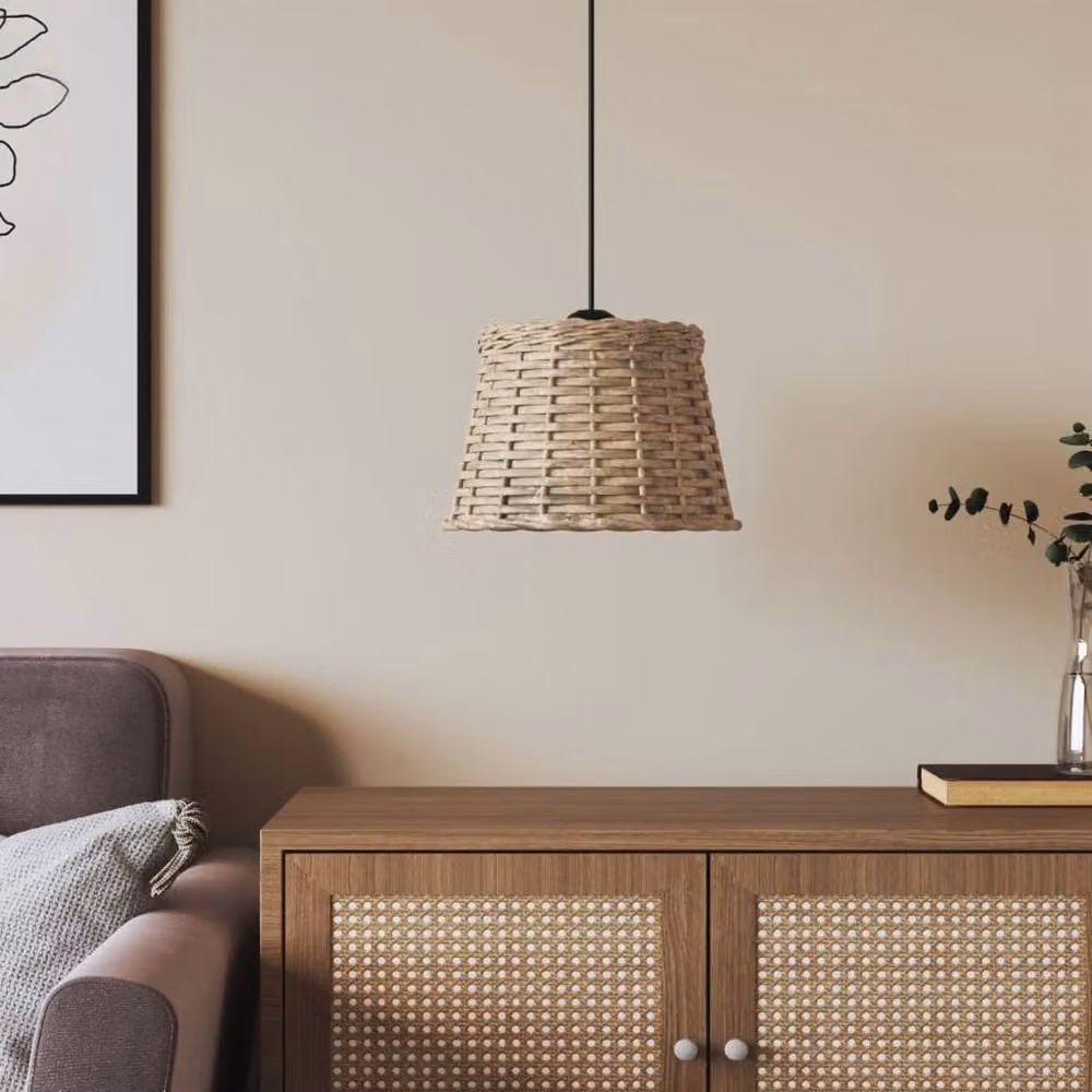 Berkfield Home Brown Wicker and Rattan Ceiling Lamp Shade, W: 25 cm, H: 17 cm – 2