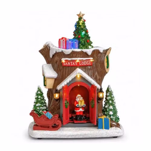Samuel Alexander Santa’s Lodge Christmas Village Scene with Multi-Colour LEDs, 25 cm – 4