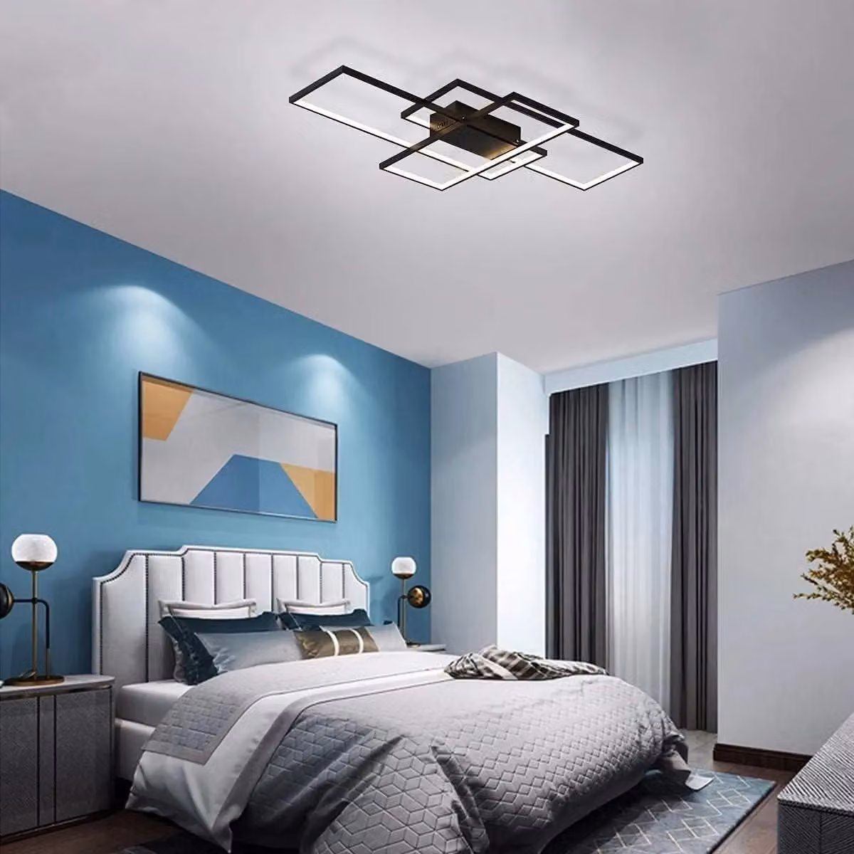 Garwarm Modern Black LED Ceiling Light with Remote Control – 3