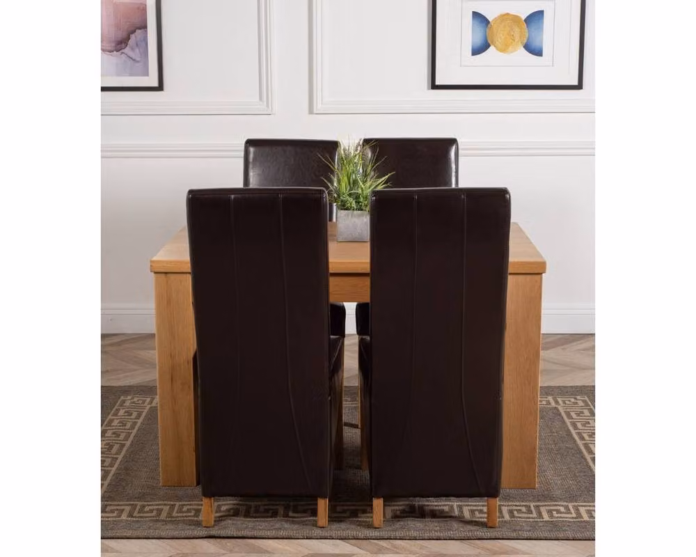 Thats Furniture Dakota Oak Dining Table and 4 Lola Brown Leather Chairs Set, W: 127 cm, D: 82 cm, H: 77 cm – 5