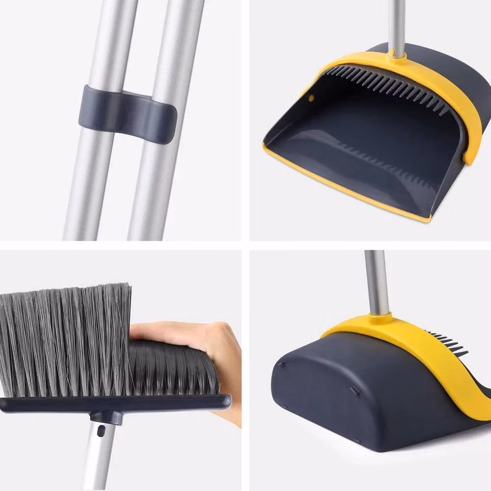 VOGREX Long Handle Dustpan and Brush Set with Metal Handle in Grey – 5