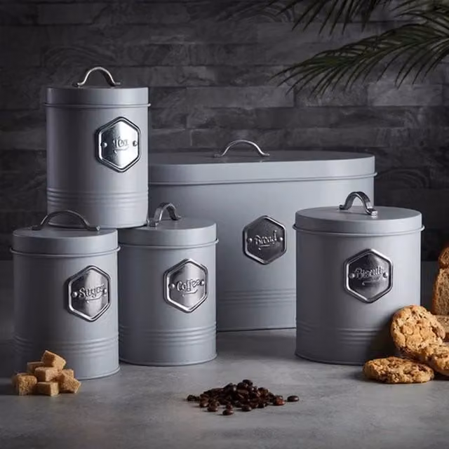 Cooks Professional Solid Metal Kitchen Storage Set in Grey and Silver, Width: 19 cm
