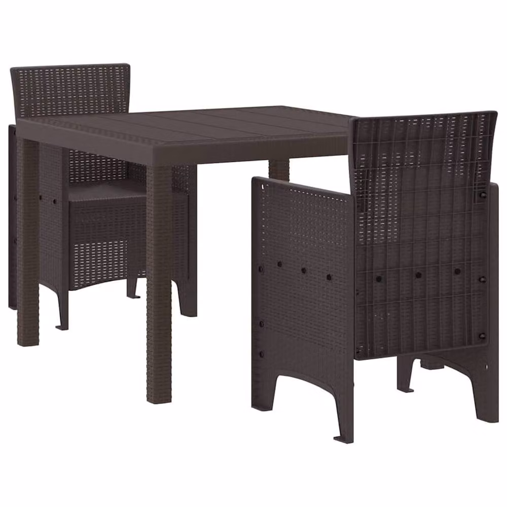 Berkfield Home Modern Garden Dining Set of 3 in Dark Brown Polypropylene Resin – 3