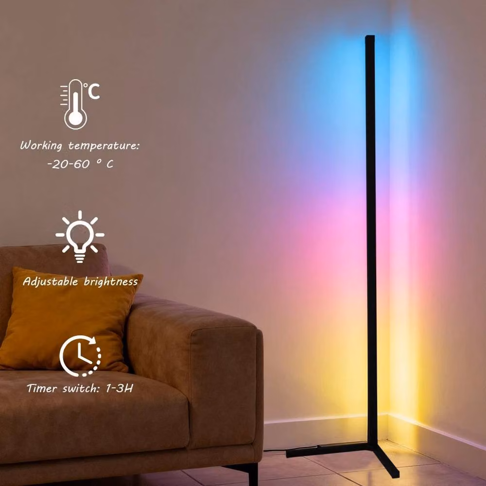 KORVIXA RGB LED Floor Corner Lamp in Black, Diameter: 40 cm, Height: 25 cm – 4