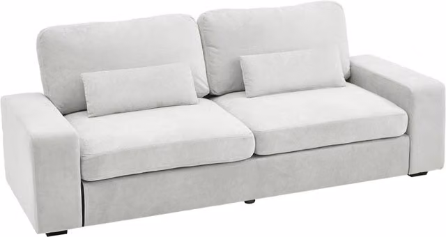 Livingandhome Luxury 2-Seater Upholstered Fabric Sofa in Grey with Scatter Cushions