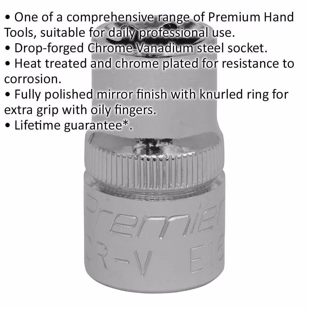 Loops E16 TRX Star Socket Bit 1/2 inch Square Drive Silver Chrome Vanadium Steel – 2