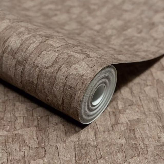 Grandeco Rustic Brown Plain Embossed Wallpaper Roll