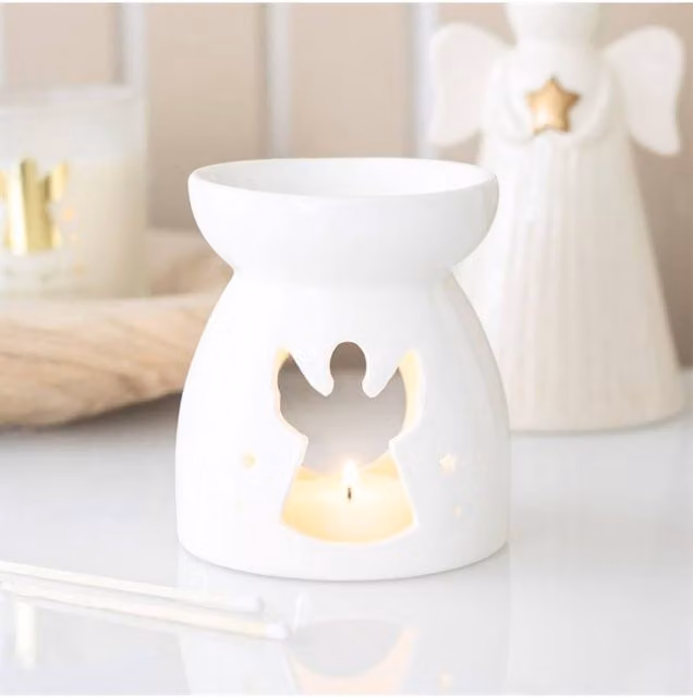 KDMD Angel Cut Out Ceramic Oil Burner and Wax Warmer in White – 1