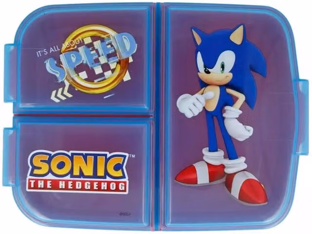 Stor Sonic 3-Compartment Leakproof School Lunch Box in Blue, 16.5 cm