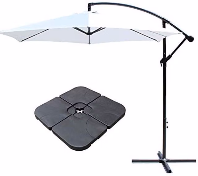 Ross James Luxury White Garden Furniture Parasol with Base Weights