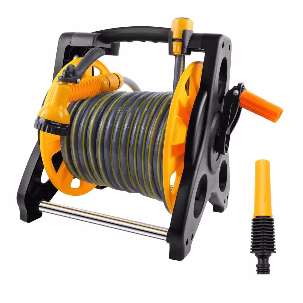 FLAVORA Freestanding Garden Hose Reel Set with 30m Hose in Multicolour – 5