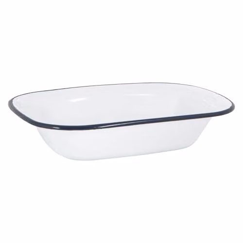 Argon Tableware White Enamel Pie Dish in Blue and White, W: 16 cm, D: 12 cm