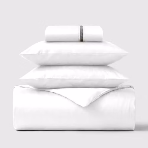 Bedable 100% Cotton Sateen Bedding Set in White, 460 Thread Count, Super King