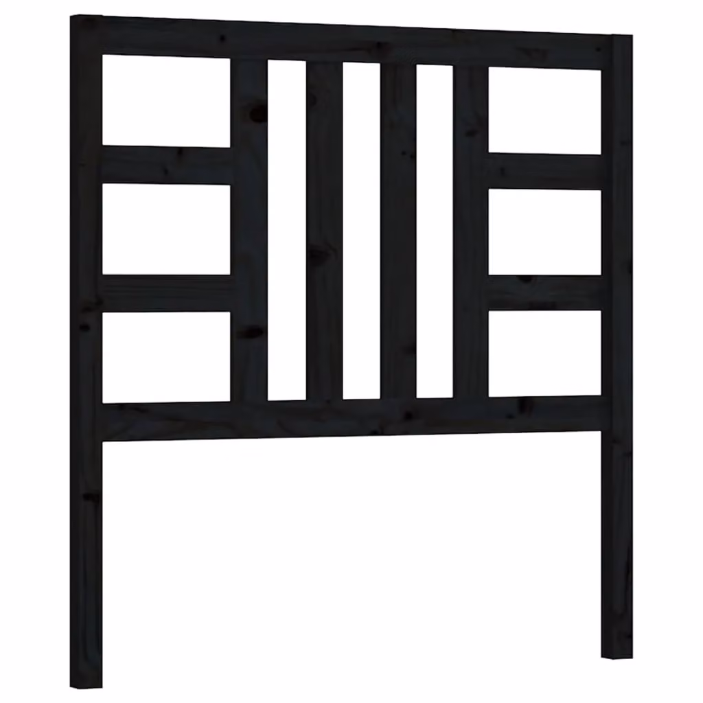 Berkfield Home Black Rustic Solid Pine Wood Bed Headboard W/D/H: 81 x 4 x 100 cm – 2