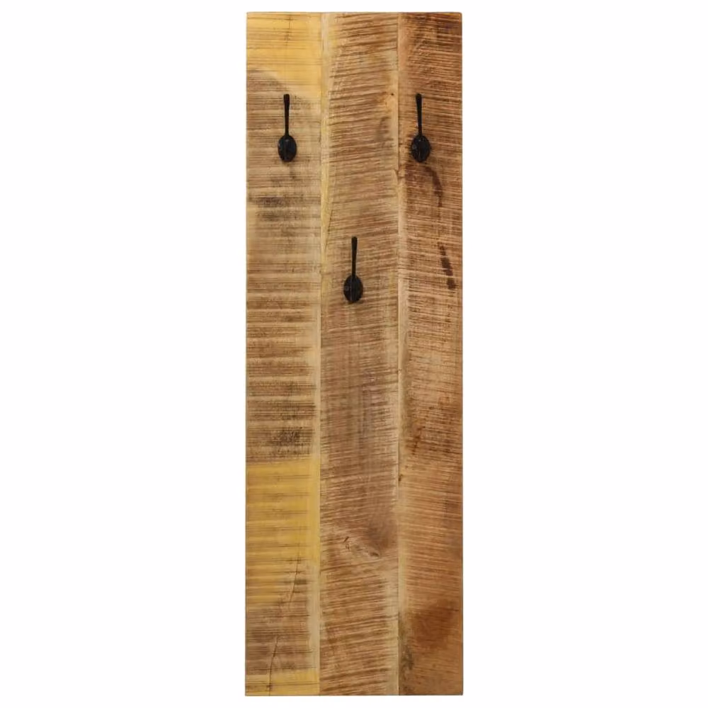 Berkfield Home Set of 2 Wall-mounted Mango Wood Coat Racks in Brown, W/H/D: 110 x 36 x 3 cm – 3