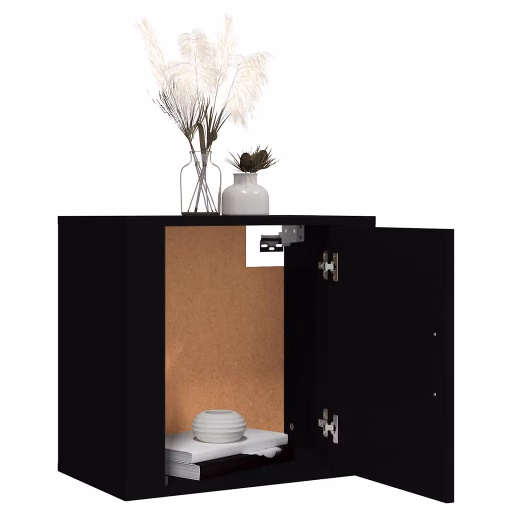 Berkfield Home Wall-mounted Bedside Cabinets, 2 Pack, Black, W: 50 cm, D: 30 cm, H: 47 cm – 3