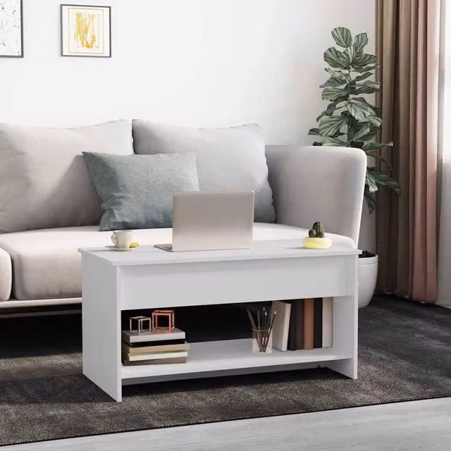 Berkfield Home Modern 809647 Coffee Table in White, W/D/H: 102 x 50 x 52.5 cm – 1