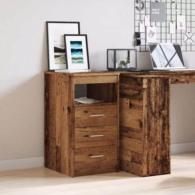 Berkfield Home Decorative Drawer Cabinet in Brown Old Wood, W: 40 cm, D: 50 cm, H: 76 cm – 1