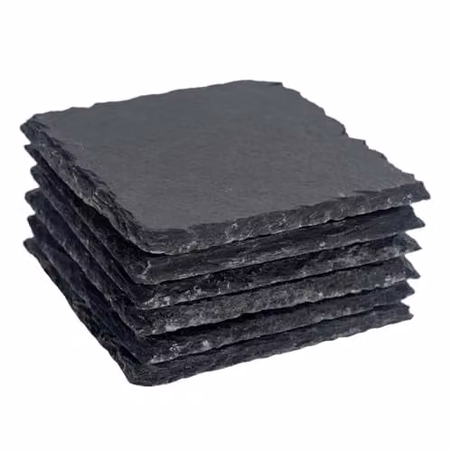 Argon Tableware Square Black Slate Coasters, 6 Piece, 10 cm