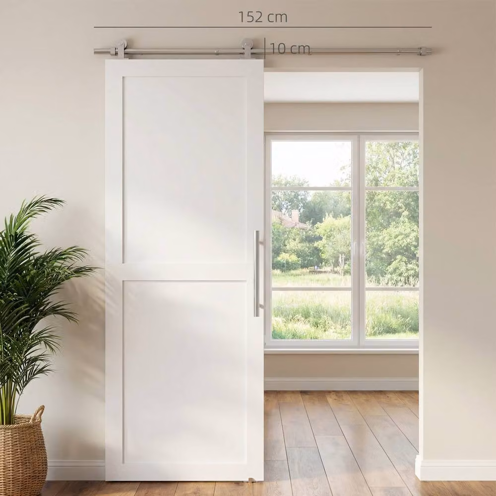 HOMCOM Sliding Door Hardware Kit in Silver Tone Stainless Steel – 2