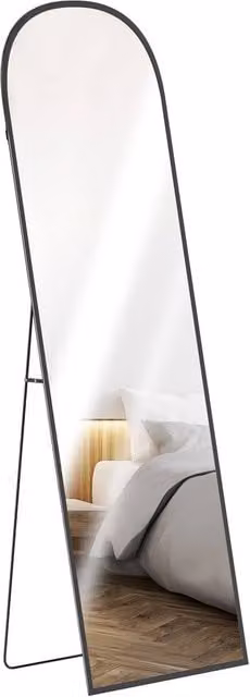 Rolipo Modern Rectangular Freestanding Standing Mirror with Black Aluminium Frame, Height: 165 cm – 1