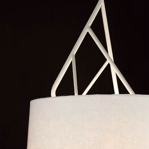 Faro Barcelona White Cylinder Pendant Light with Glass and Fabric Shade, E27 – 2