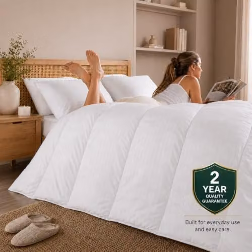 MHG Living 1 Tog Summer Single Duvet in White, W/D/H: 135 x 200 cm, Breathable Hypoallergenic Hollowfibre – 3