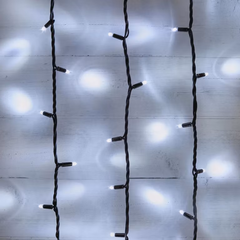 Lights4fun Plus Connectable LED Fairy Lights, 150 White Lights on 15m Black Cable, IP65 Waterproof