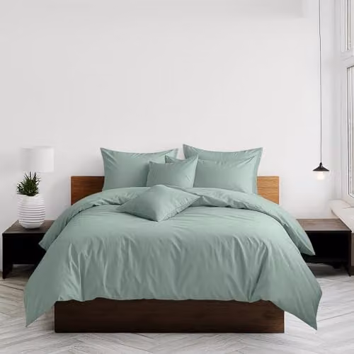 Home Sweet Home UK Plain Dyed Polycotton Duvet Cover and Pillowcase Set in Blue, W/D/H: 240 x 220 x 180 cm – 3