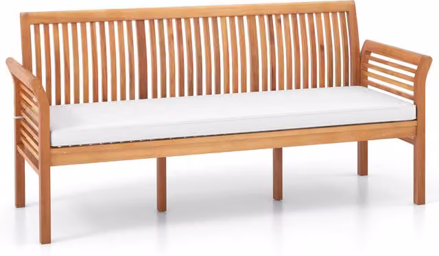 COSTWAY 3 Person Acacia Wood Outdoor Bench in Brown