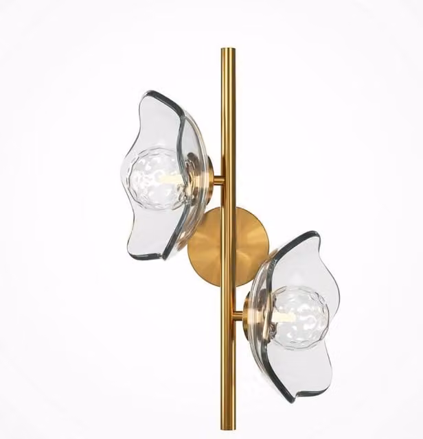 Netlighting Miracle Modern Wall Lamp in Gold and Brass with Transparent Glass Shades and 2xG9 Sockets