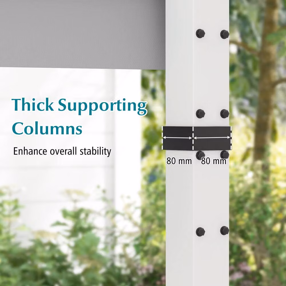 Costway Grey Outdoor Pergola with Retractable Polyester Canopy, W: 368 cm, D: 305 cm, H: 235 cm – 6