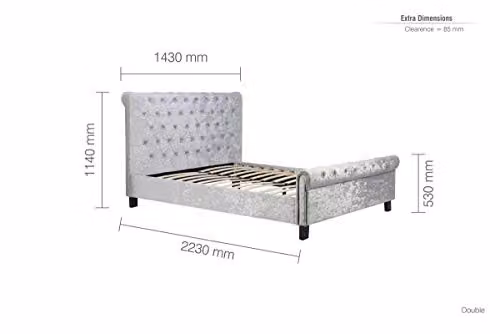 Birlea Modern Upholstered Velvet Bed Frame with Lift Up Base, Silver Grey, W/D/H: 180 x 200 cm – 2