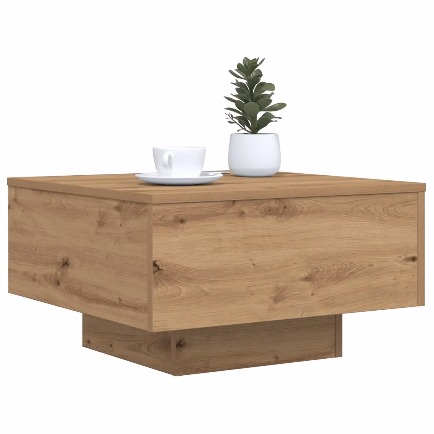 Berkfield Home Artisan Oak Coffee Table with LED Lights, Brown, W/D/H: 55 x 55 x 31 cm – 2