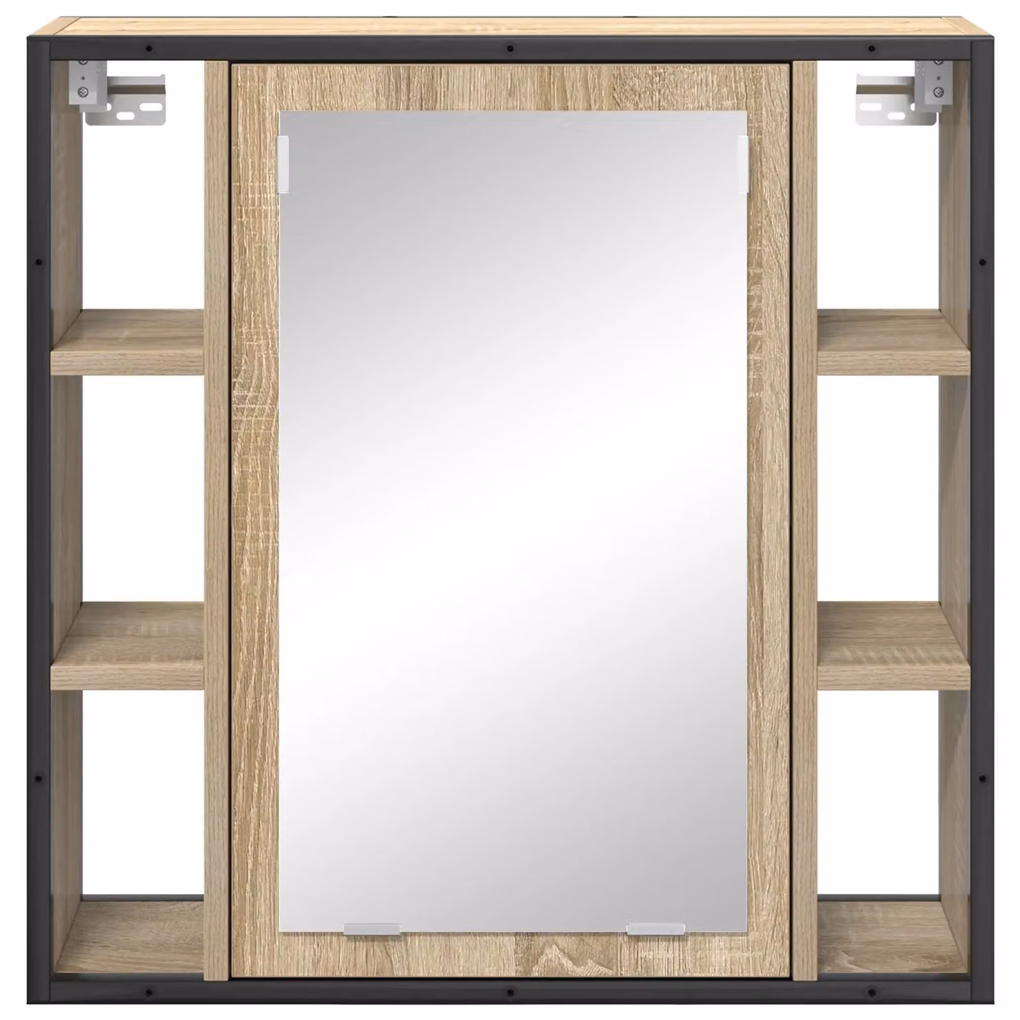 Berkfield Home Modern Wall Mounted Bathroom Vanity Unit in Beige with Internal Shelves – 4