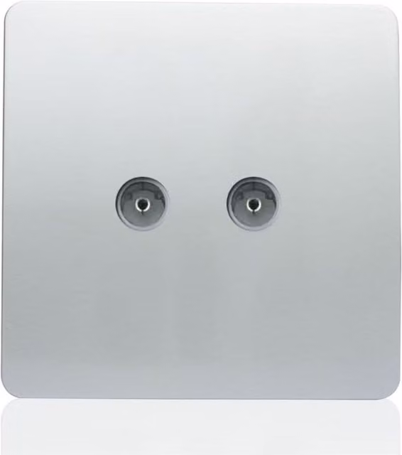 Trendi Switch 2 Gang Female Co-Axial Television Socket in Silver
