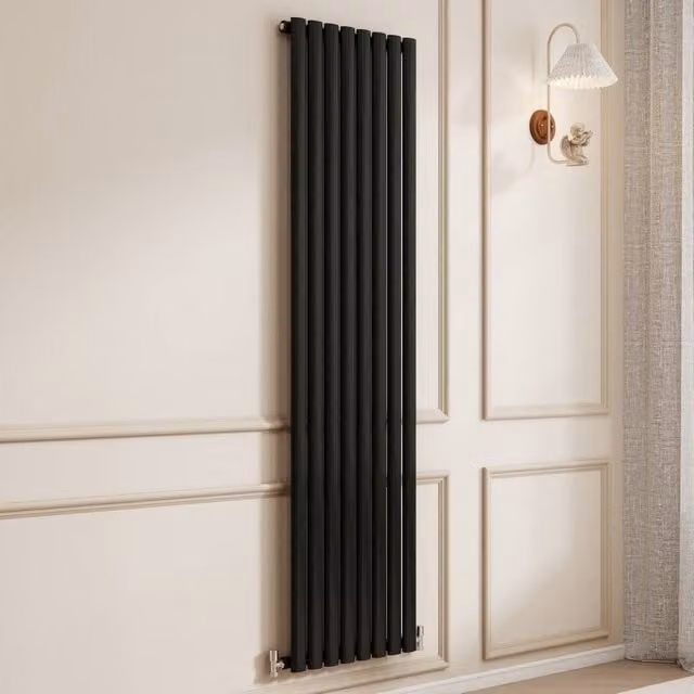 Banyetti Orva Black Vertical Single Oval Column Radiator H 180 cm x W 47.2 cm