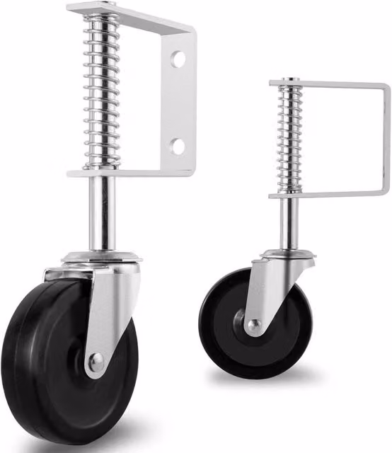 NESTLUNE 2-Pack of 4 Swivel Spring Loaded Gate Castor Wheels in Black