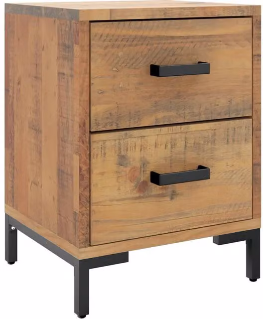 Berkfield Home Vintage Brown Solid Pinewood Bedside Cabinet W/D/H: 36 x 30 x 45 cm – 1