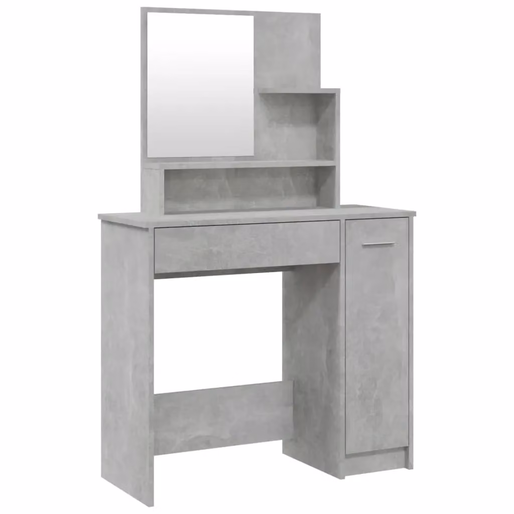 Berkfield Home Dressing Table with Mirror in Concrete Grey, W: 86.5 cm, D: 35 cm, H: 136 cm – 2
