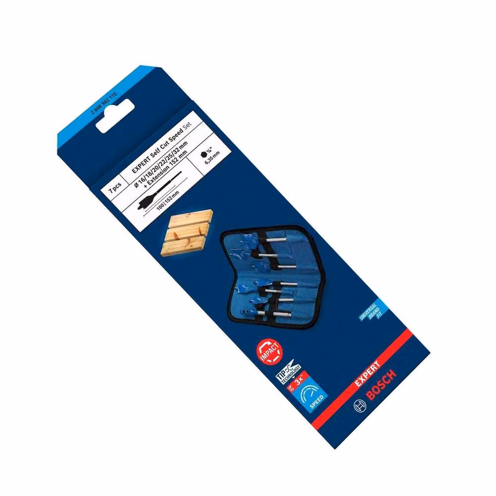 Bosch Expert HSS Cobalt Wood Drill Bit Set, 7 Pack, Silver and Blue – 2