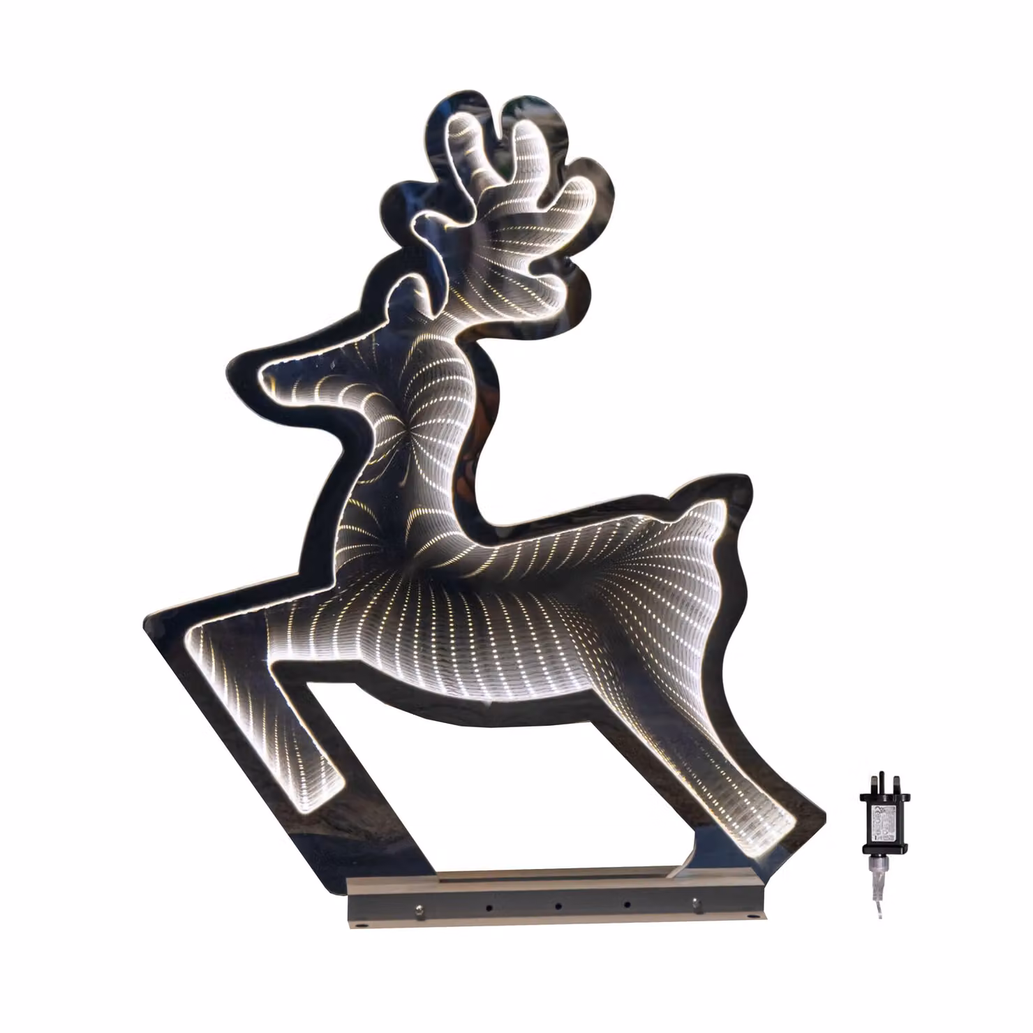Samuel Alexander Ice White LED Infinity Leaping Reindeer Christmas Decoration with Metal Base, Height: 60 cm – 2