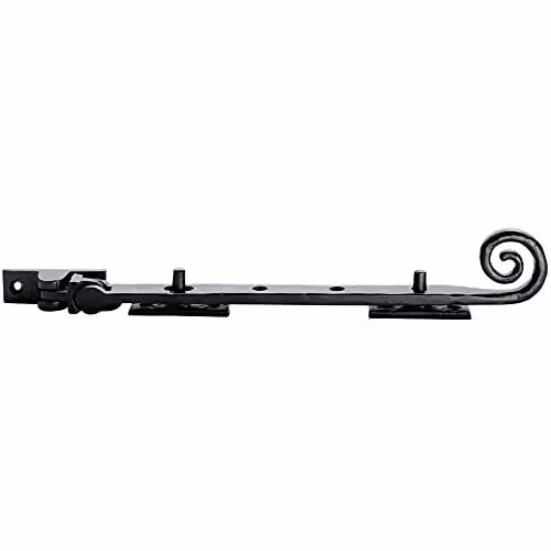 Loops Curly Tail Casement Window Stay in Black Antique – 1