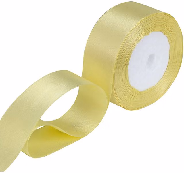 Neel Blue Bright Yellow Double Sided Satin Polyester Ribbon Roll, Width: 2.5 cm, Length: 25 m