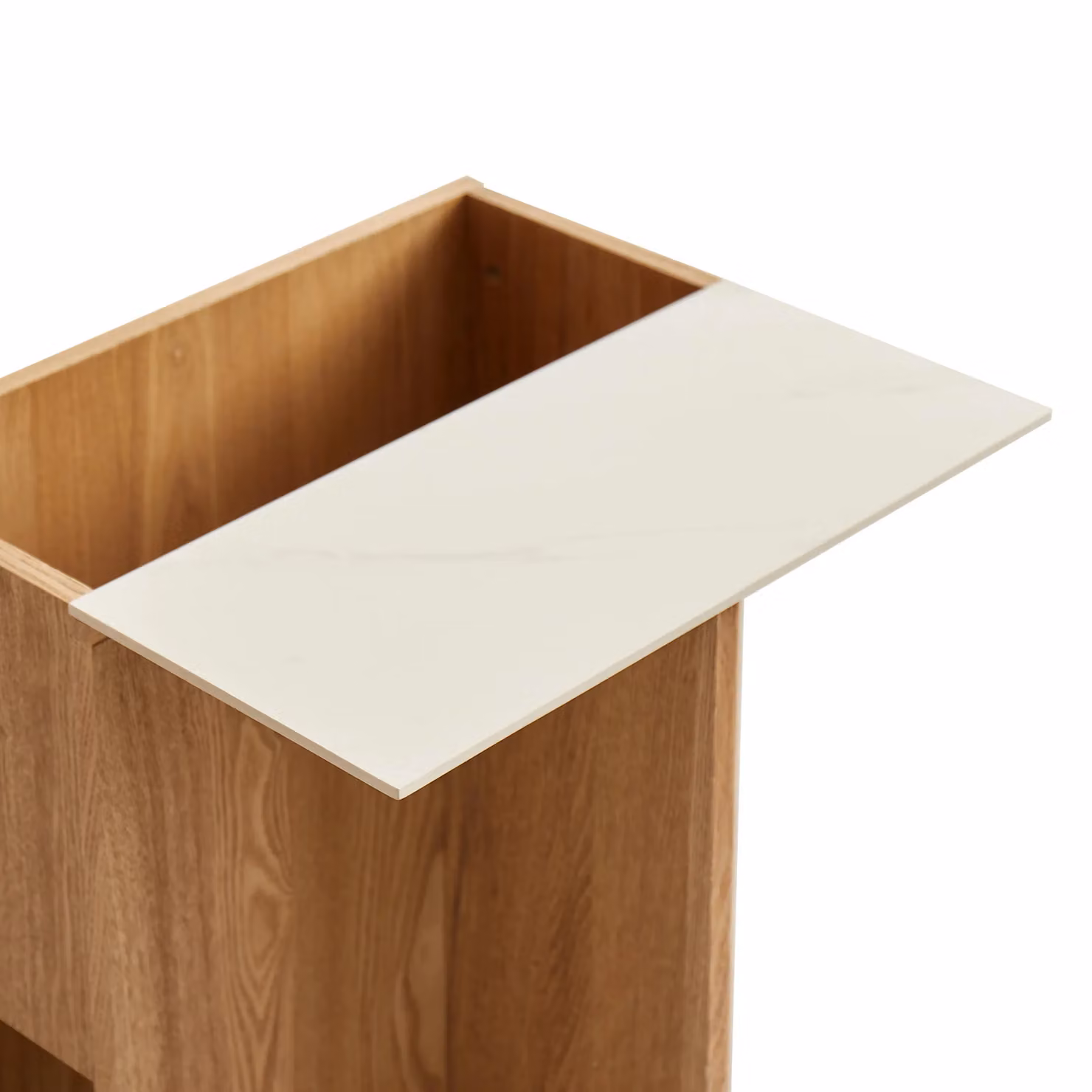 Nordlys White Lacquered Pine Wooden Side Table with Storage Tray – 4