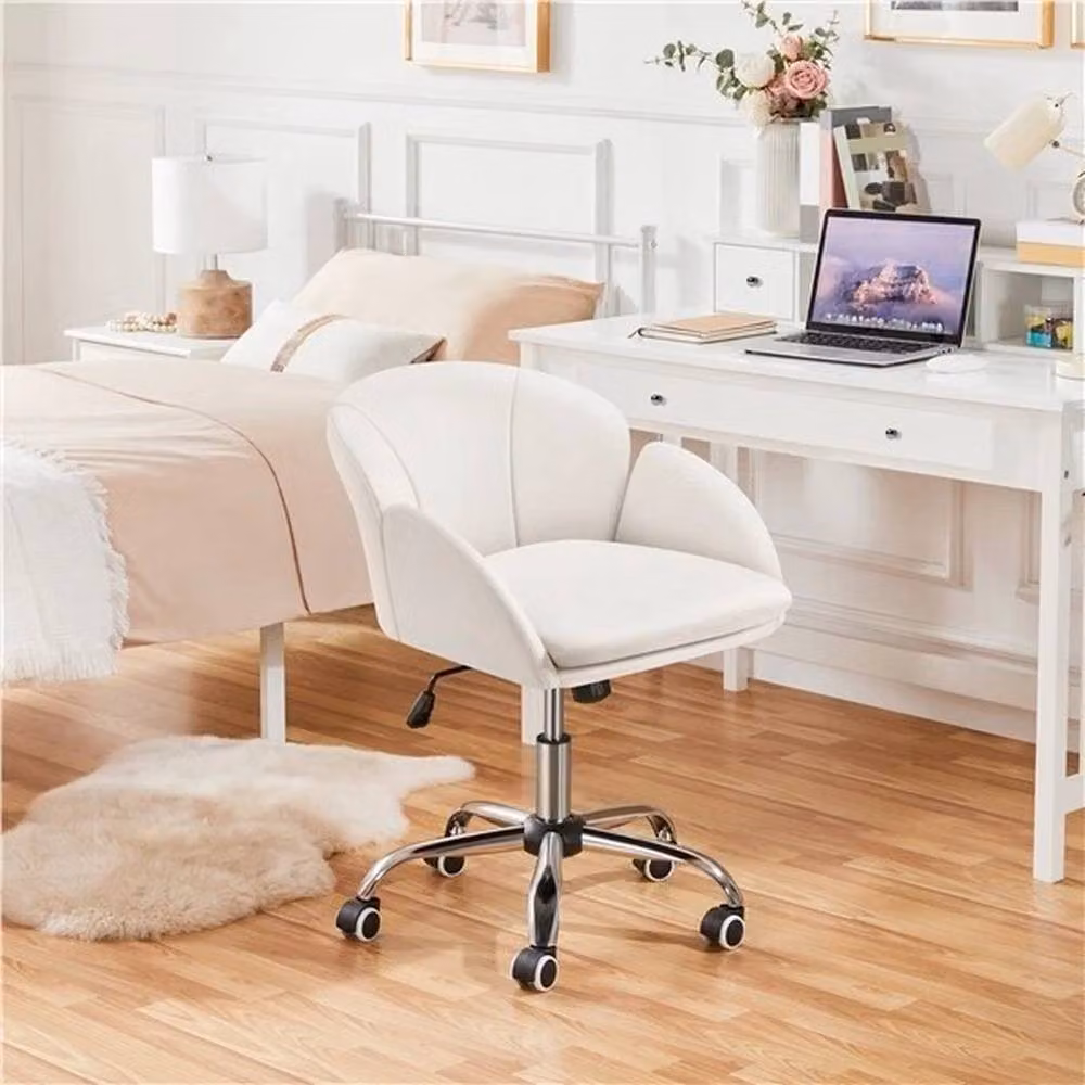 Kelvenix White Leather Home Office Task Chair with 360 Degree Swivel and Weight Adjustment – 2