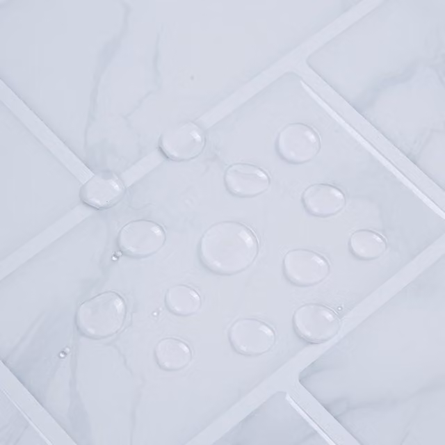 Livingandhome 10-Piece White Marble Effect Adhesive Tile Stickers